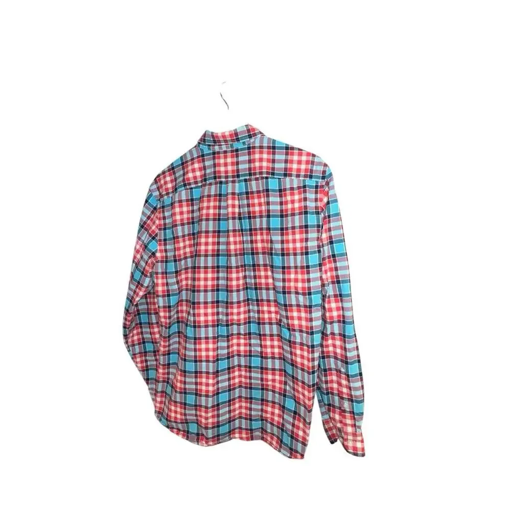 Gap Men's‎ Classic Rustic Outdoor Cabincore Red Blue Plaid Oxford Shirt Large